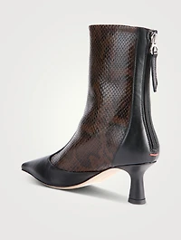 Sila Snakeskin-Embossed Leather Ankle Boots