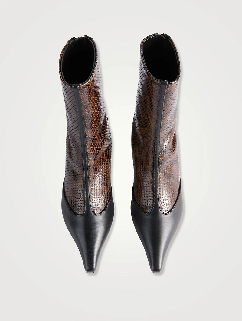 Sila Snakeskin-Embossed Leather Ankle Boots