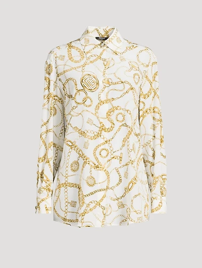 Silk Shirt Balmain Chains Print