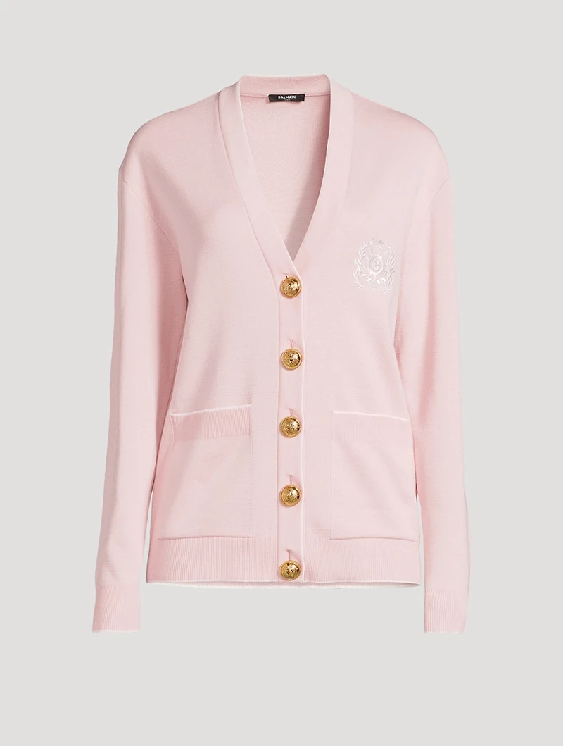 Balmain Emblème-Embroidered Cardigan