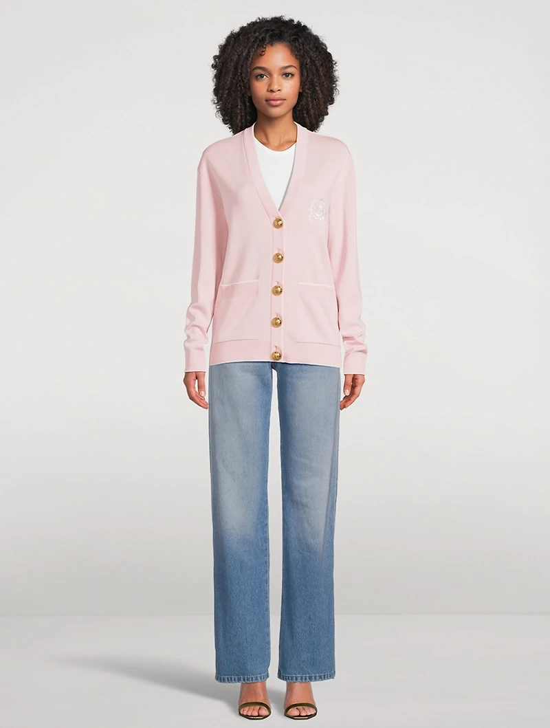 Balmain Emblème-Embroidered Cardigan