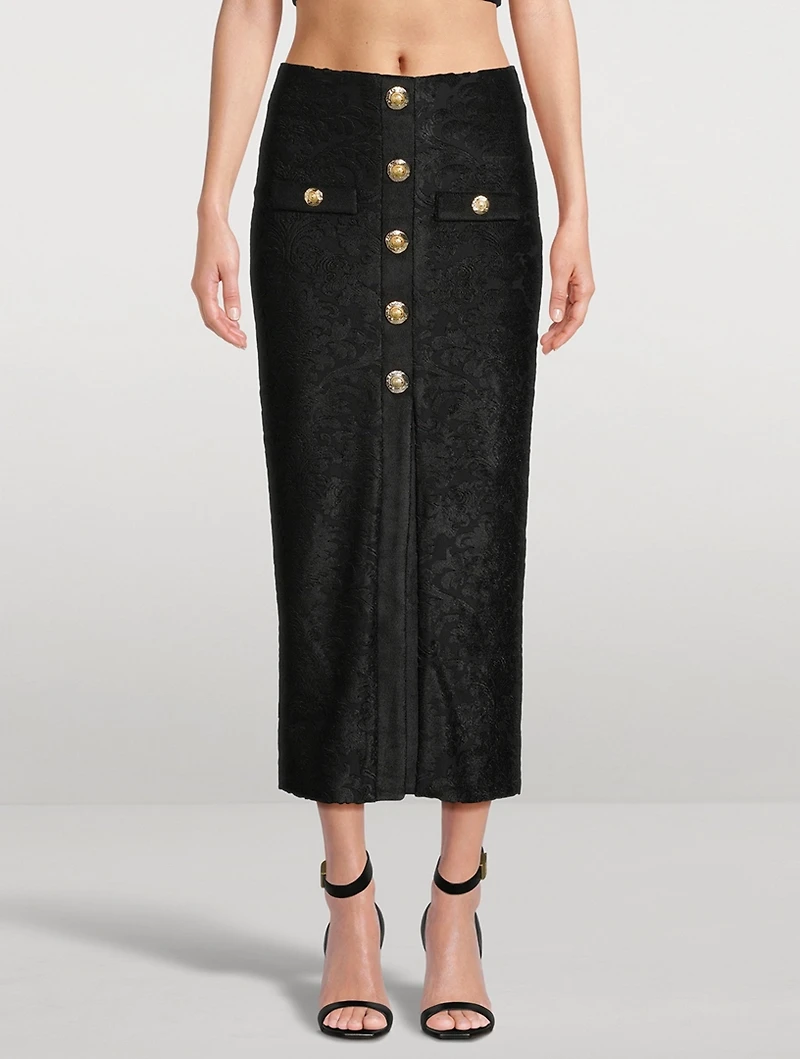 Bouclé Baroque Jacquard Pencil Skirt
