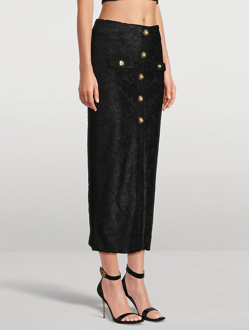 Bouclé Baroque Jacquard Pencil Skirt