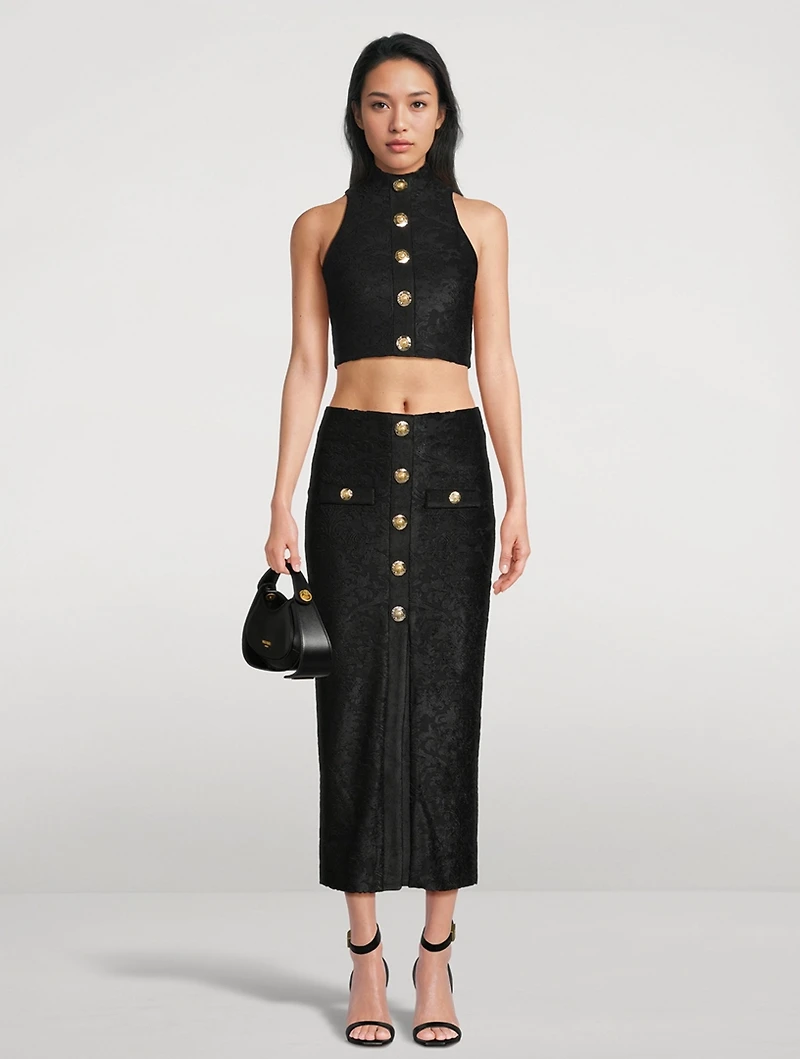 Bouclé Baroque Jacquard Pencil Skirt