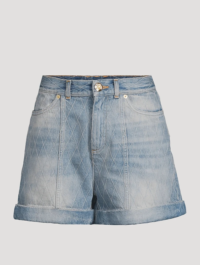Quilted Denim Shorts
