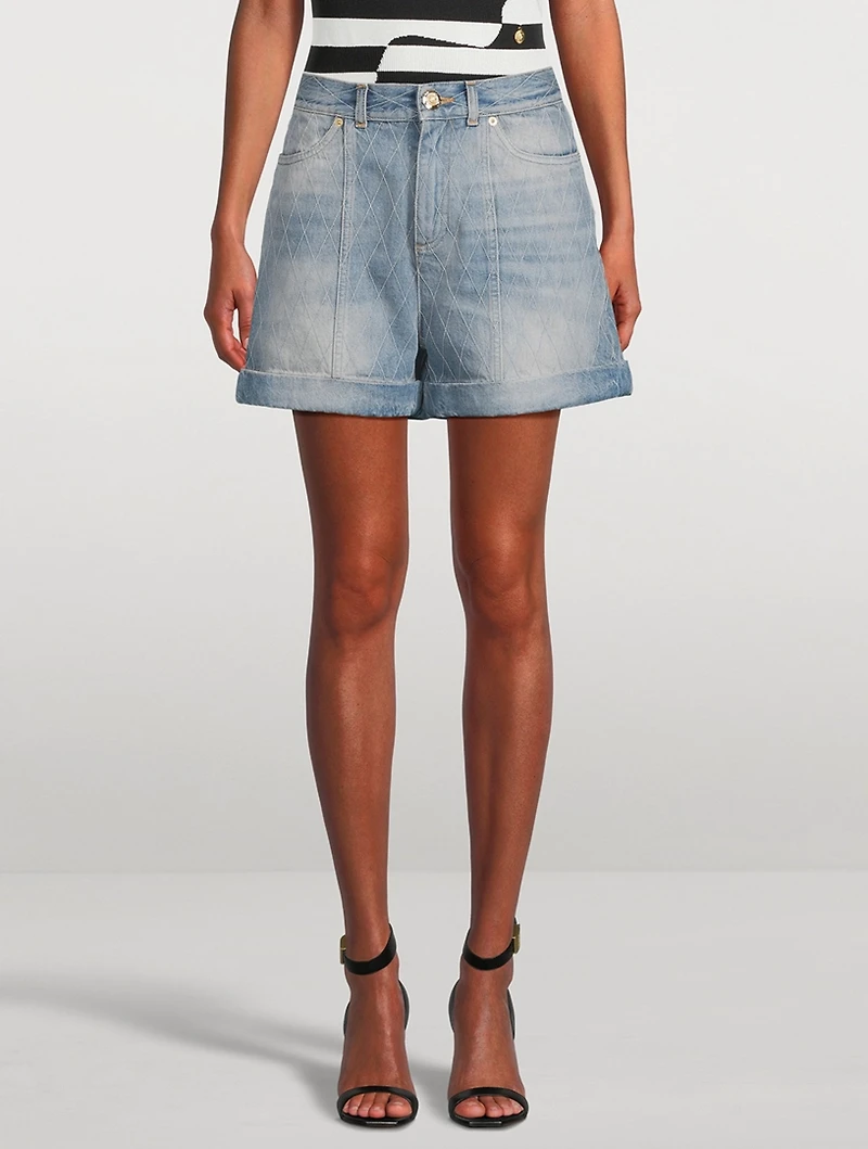 Quilted Denim Shorts