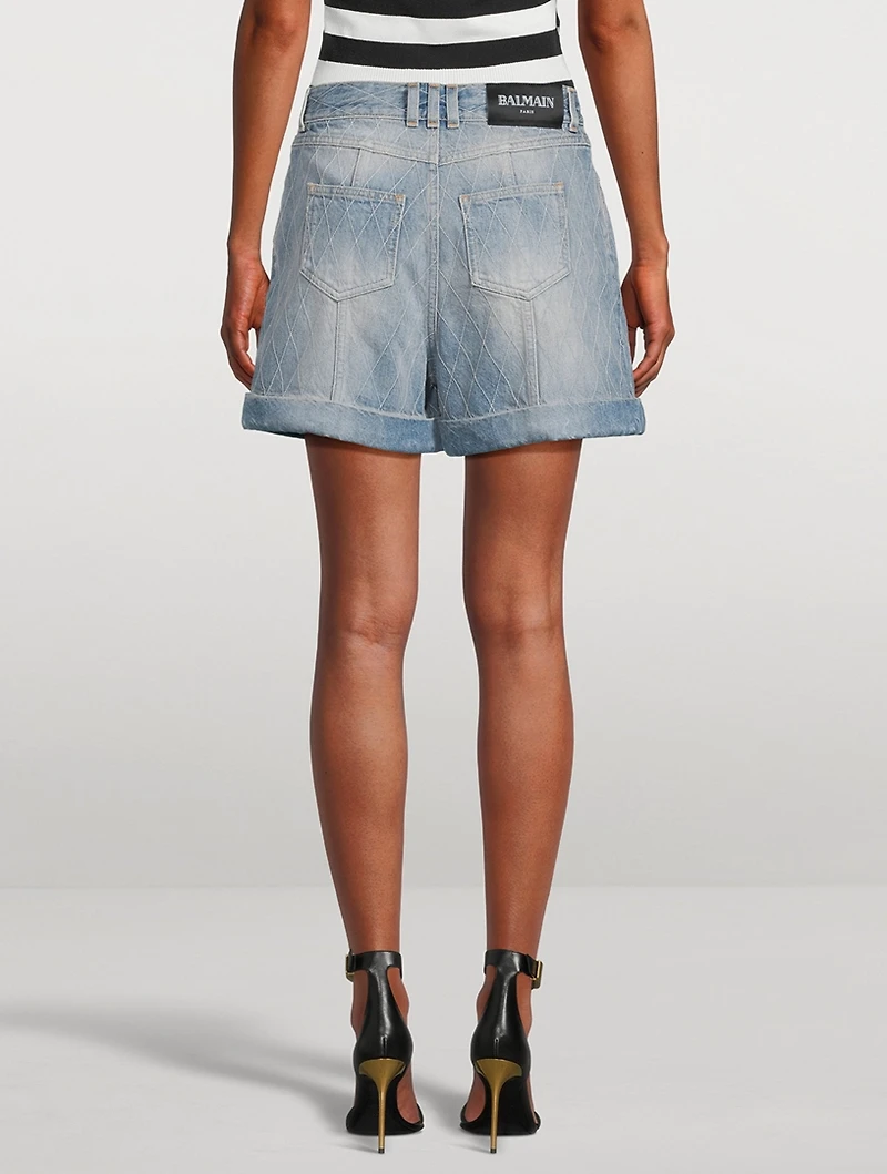 Quilted Denim Shorts