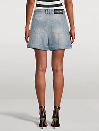 Quilted Denim Shorts