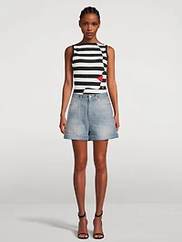 Quilted Denim Shorts