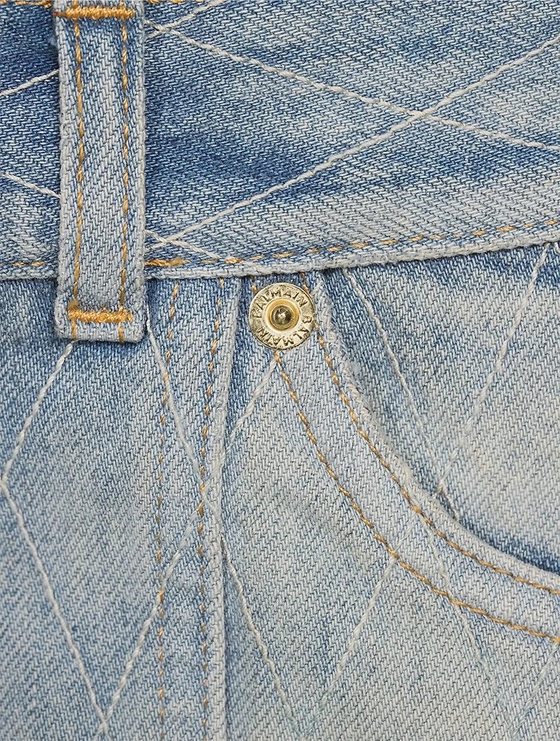 Quilted Denim Shorts