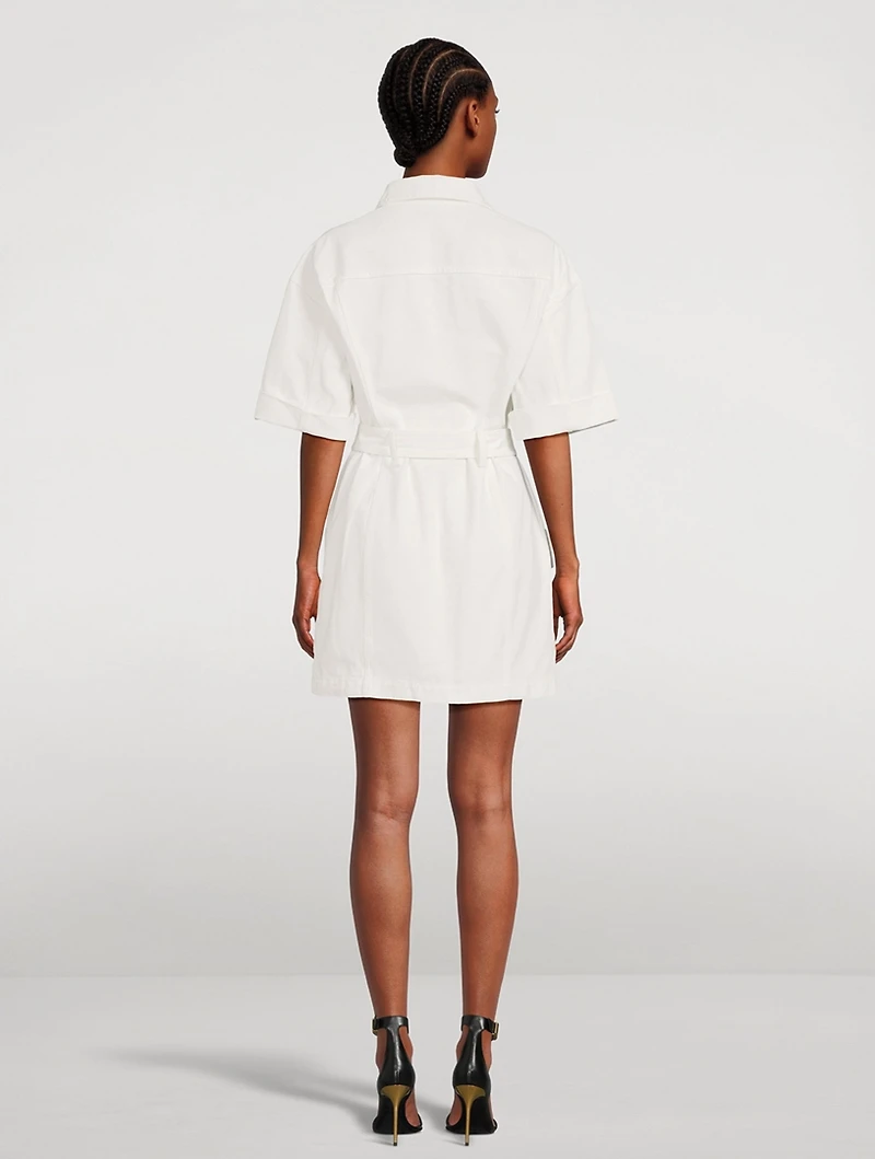 Cotton Gabardine Lace-Up Shirt Dress