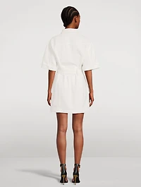 Cotton Gabardine Lace-Up Shirt Dress