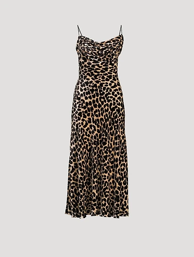 Velvet Slip Dress Leopard Print