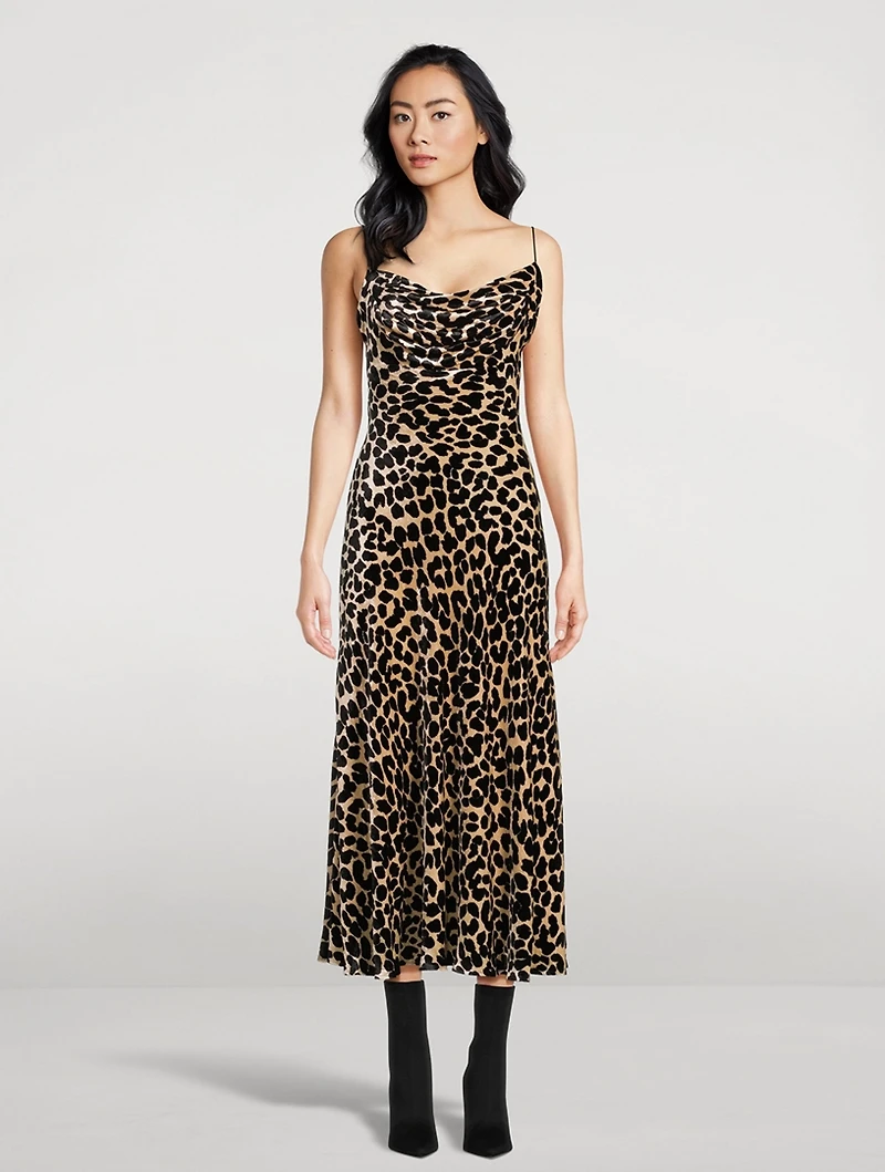 Velvet Slip Dress Leopard Print