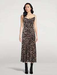 Velvet Slip Dress Leopard Print