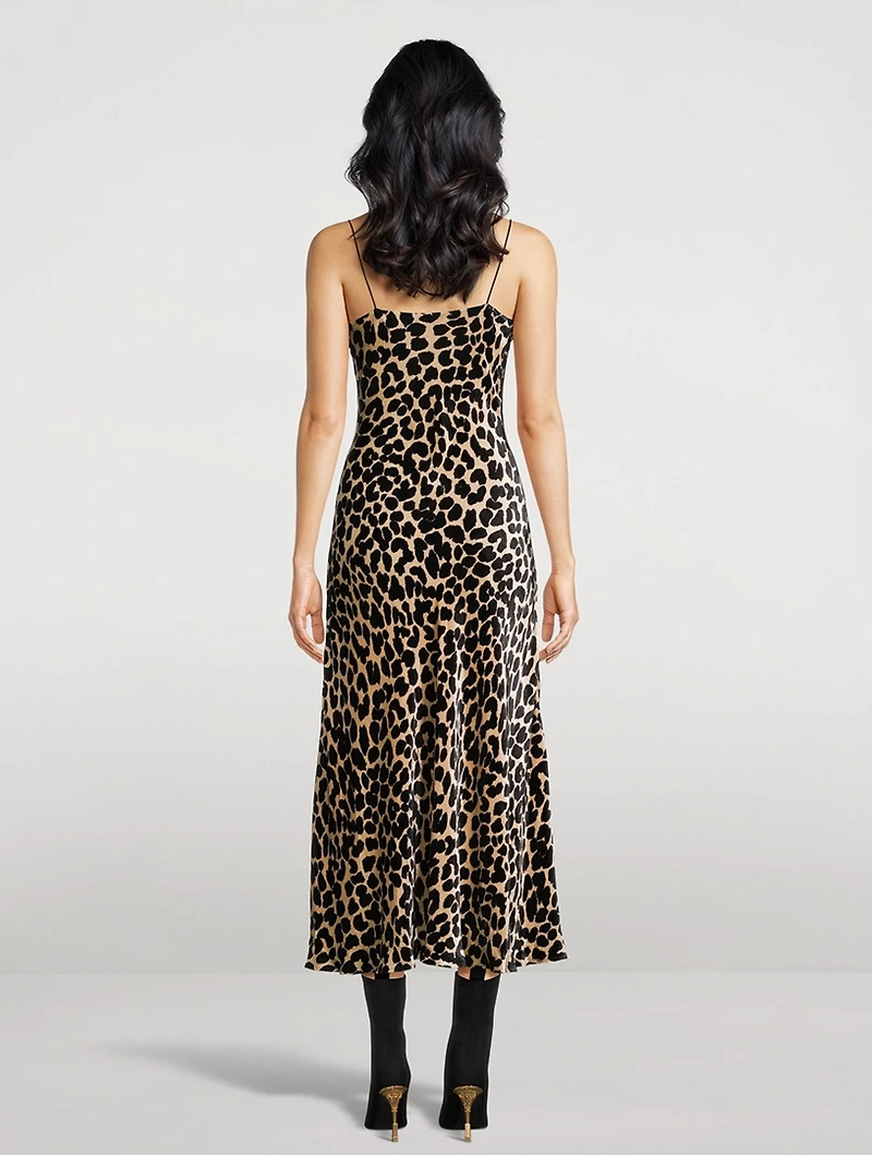 Velvet Slip Dress Leopard Print