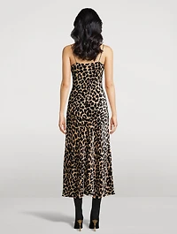 Velvet Slip Dress Leopard Print