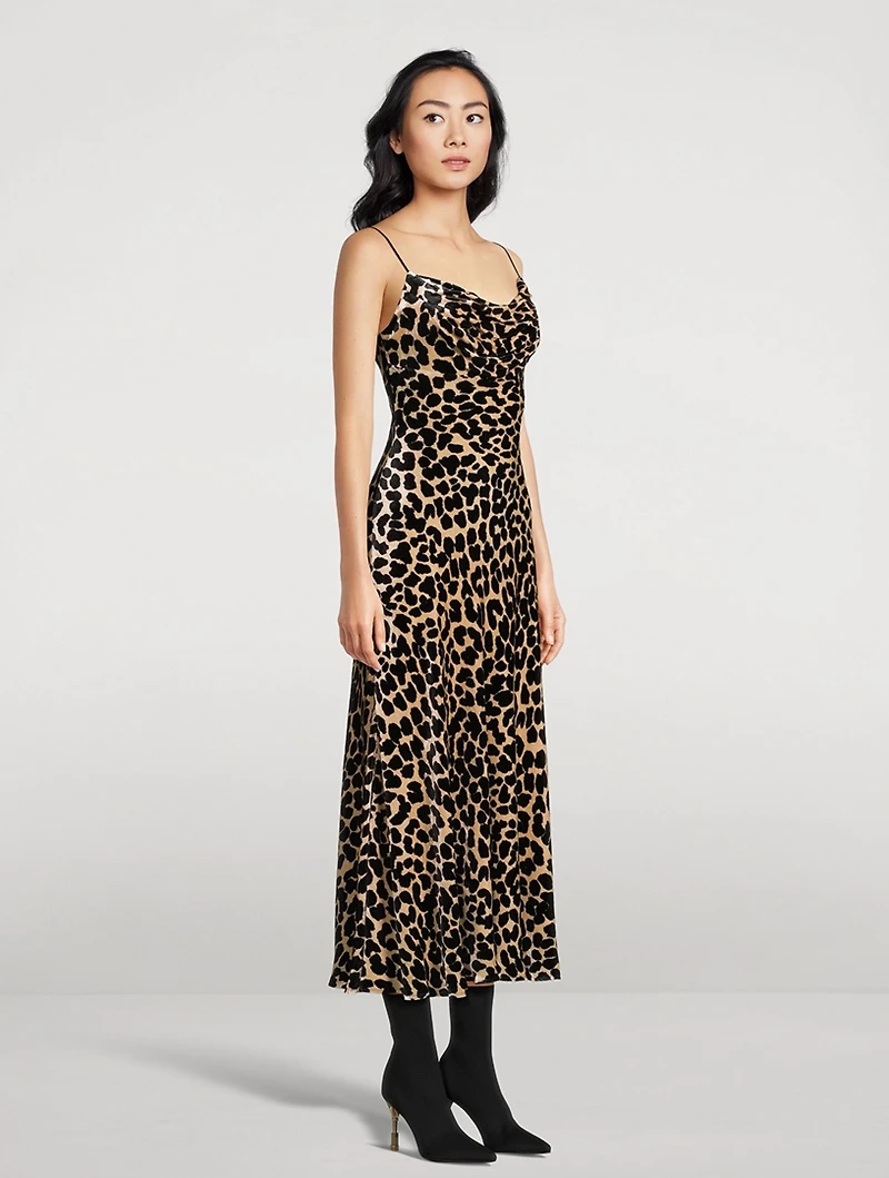 Velvet Slip Dress Leopard Print