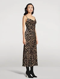 Velvet Slip Dress Leopard Print