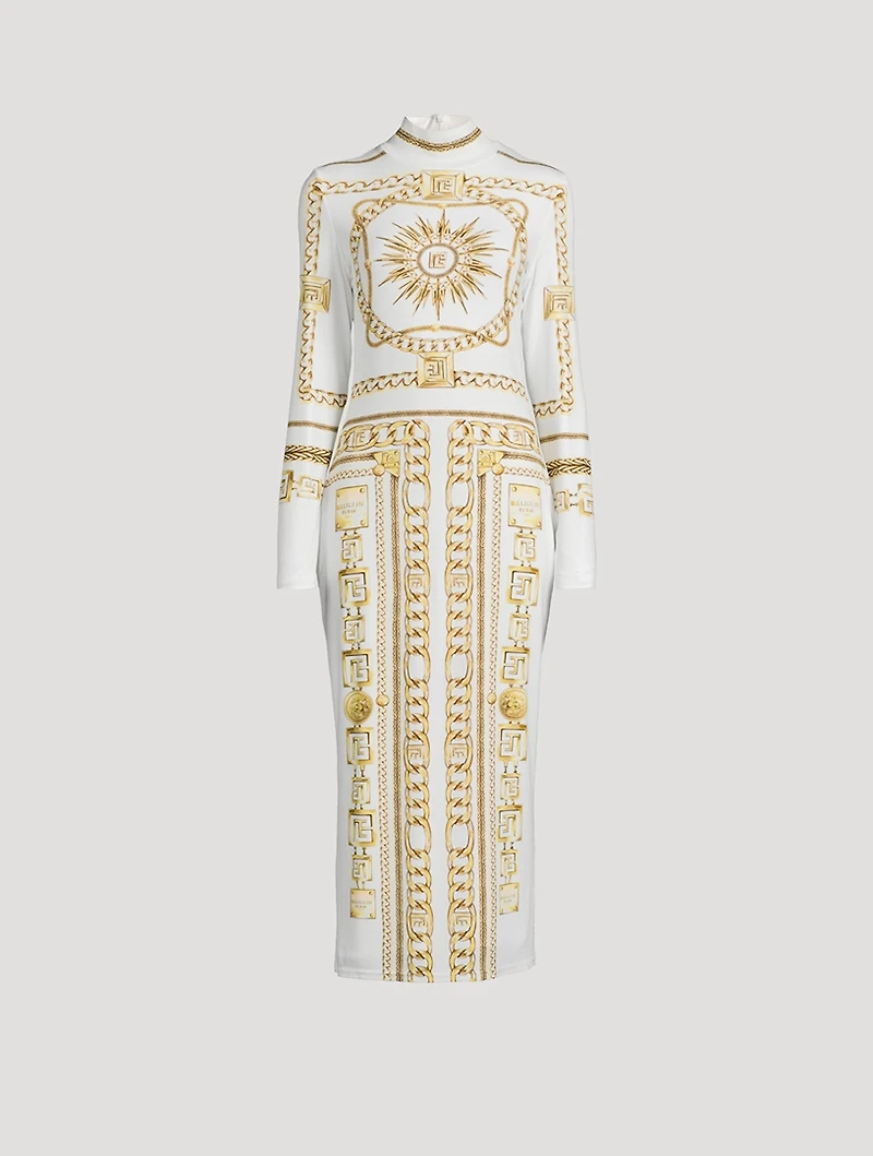 Jersey Midi Dress Balmain Foulard Print