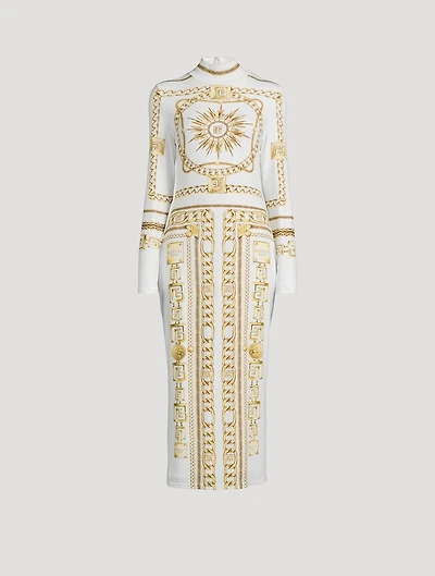Jersey Midi Dress Balmain Foulard Print