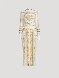 Jersey Midi Dress Balmain Foulard Print