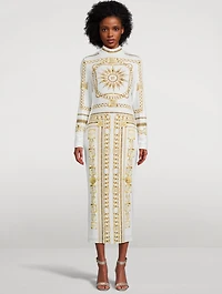 Jersey Midi Dress Balmain Foulard Print
