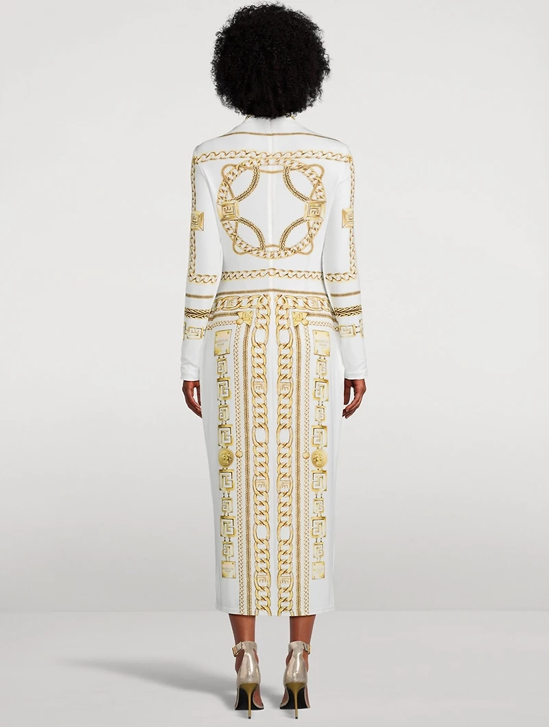Jersey Midi Dress Balmain Foulard Print