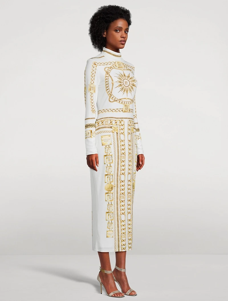 Jersey Midi Dress Balmain Foulard Print