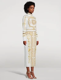 Jersey Midi Dress Balmain Foulard Print