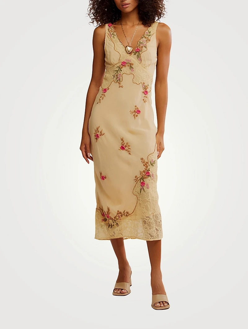 Meet Again Lace-Trimmed Midi Dress