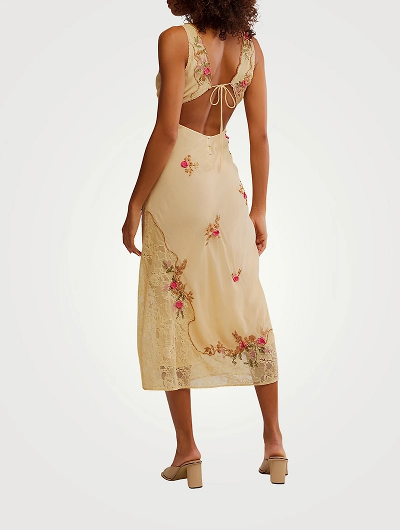 Meet Again Lace-Trimmed Midi Dress