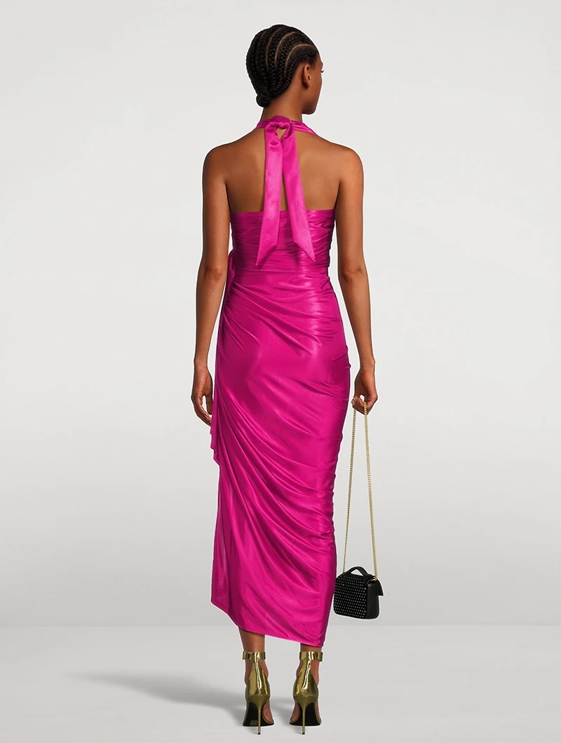 Draped Jersey Halter Dress