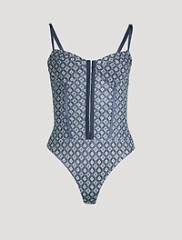 Night Rhythm Corset Bodysuit Geometric Print