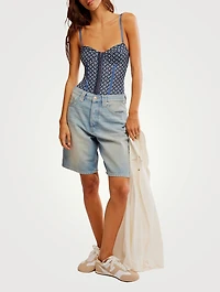 Night Rhythm Corset Bodysuit Geometric Print