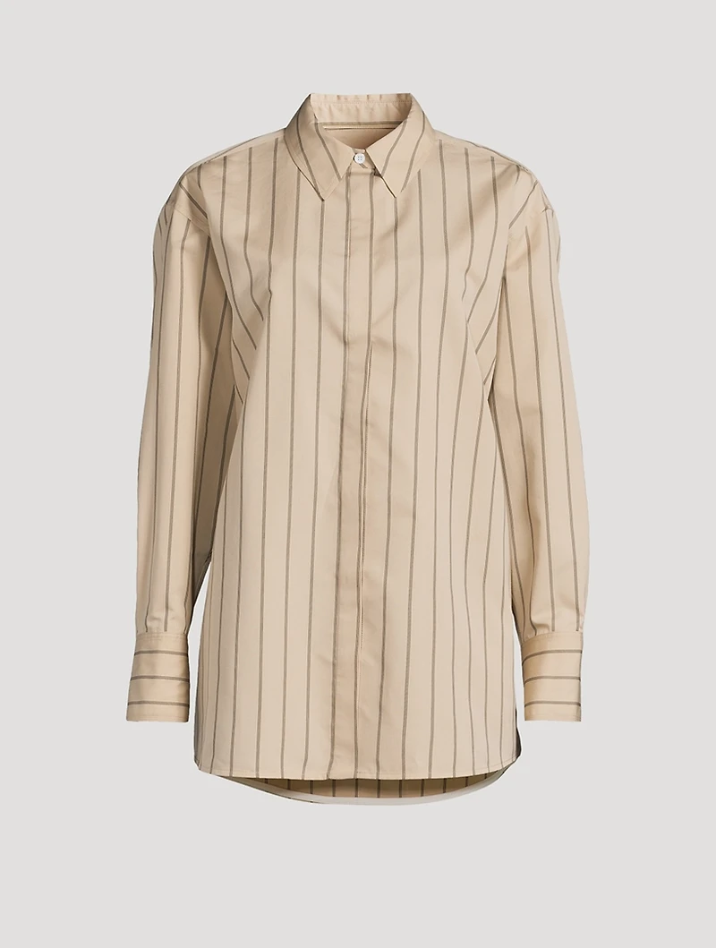 Addy Cotton Silk Poplin Shirt Stripe Print