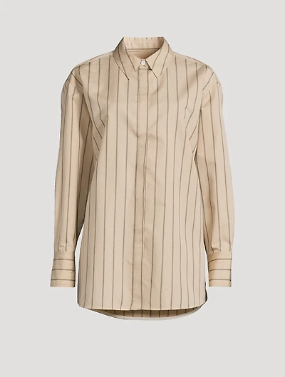 Addy Cotton Silk Poplin Shirt Stripe Print