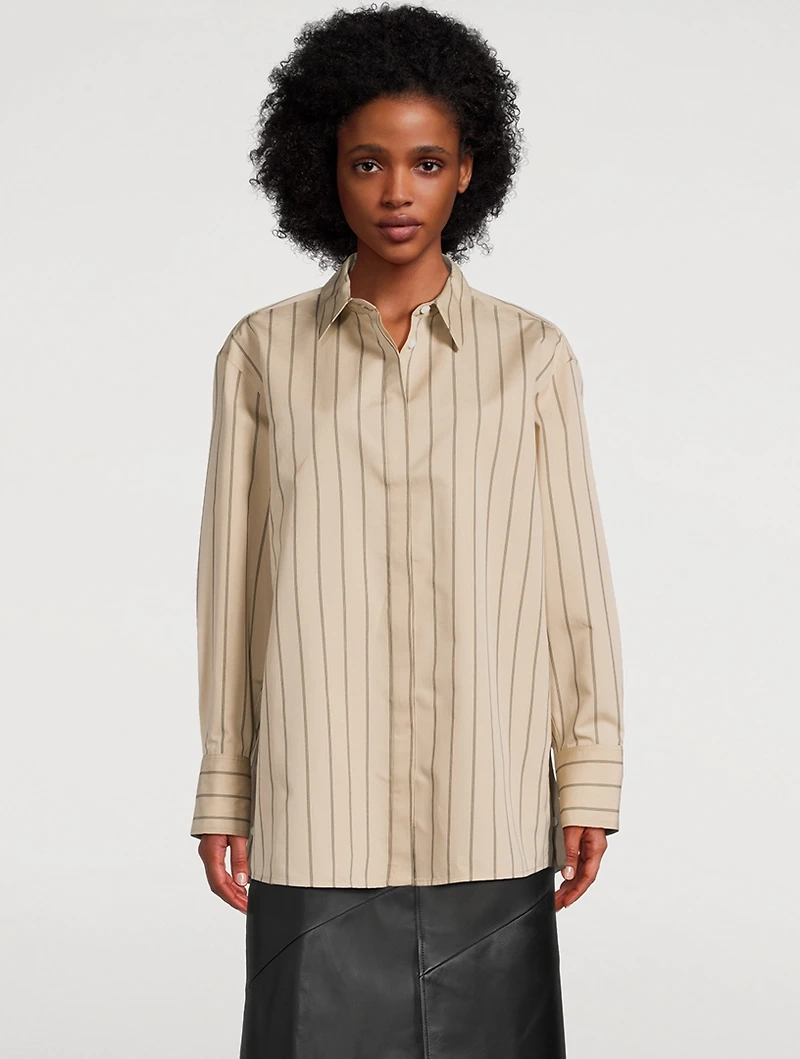 Addy Cotton Silk Poplin Shirt Stripe Print