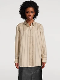 Addy Cotton Silk Poplin Shirt Stripe Print