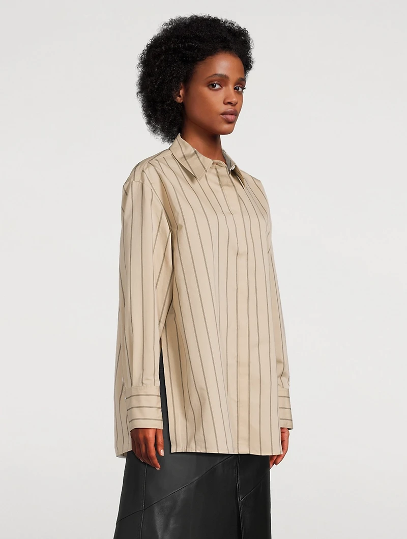 Addy Cotton Silk Poplin Shirt Stripe Print