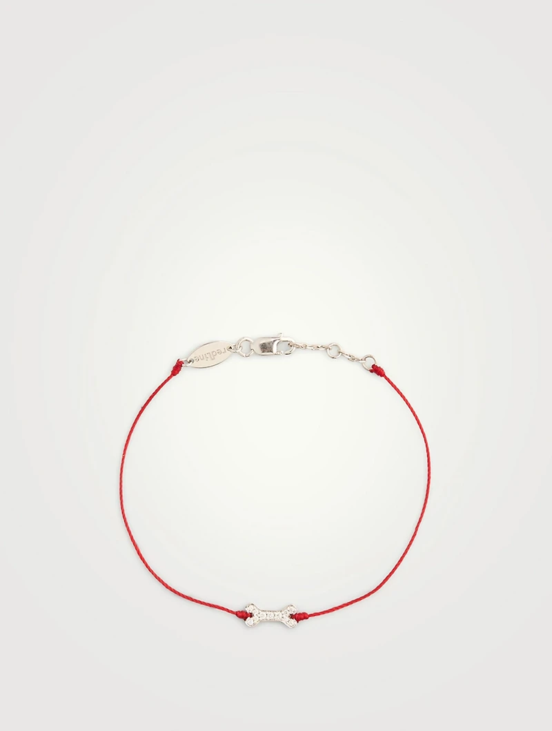 Os 18K White Gold String Bracelet With Pavé Diamonds