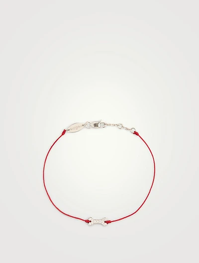 Os 18K White Gold String Bracelet With Pavé Diamonds
