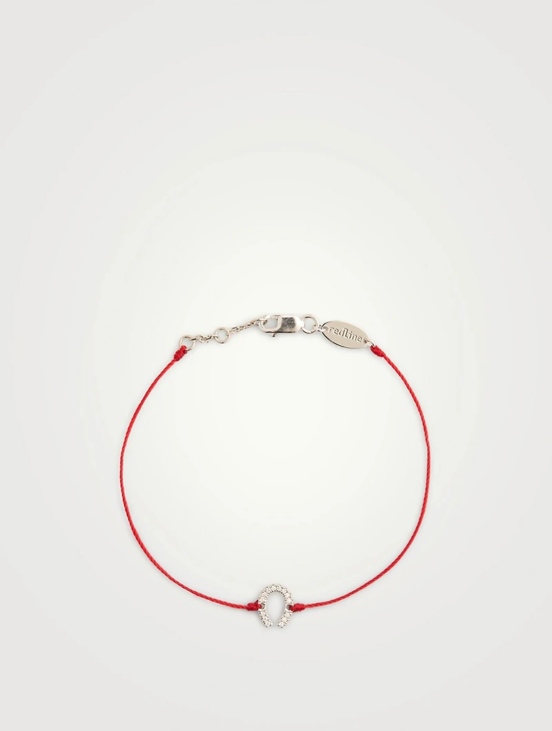 Fer À Cheval 18K White Gold String Bracelet With Pavé Diamonds