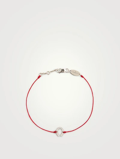 Fer À Cheval 18K White Gold String Bracelet With Pavé Diamonds