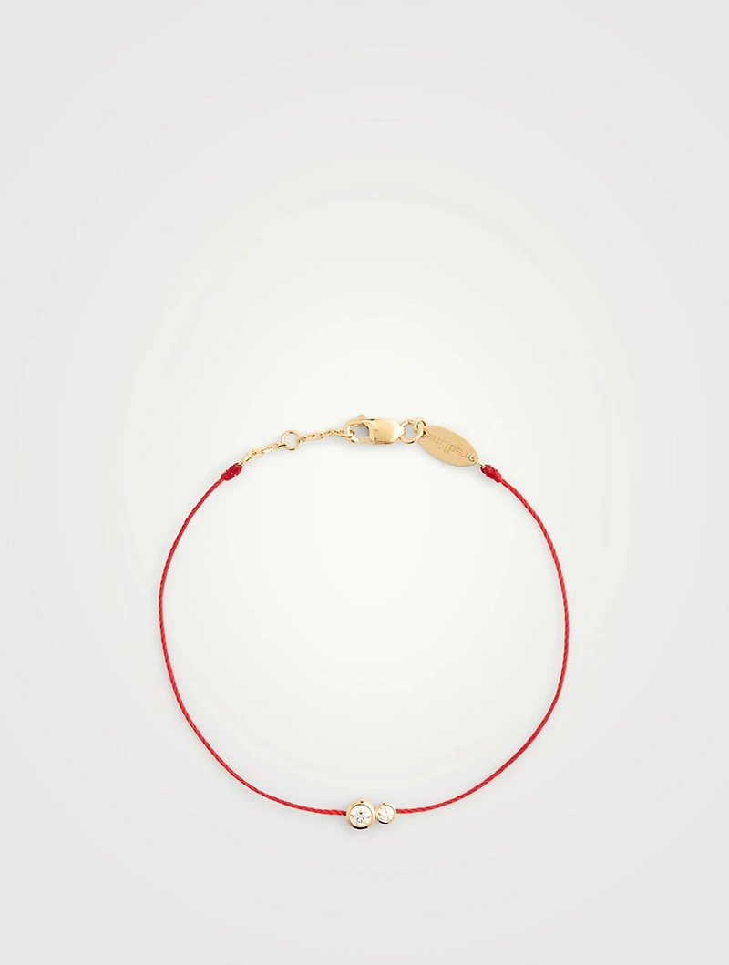 Infinite 18K Gold String-Chain Bracelet With Diamonds