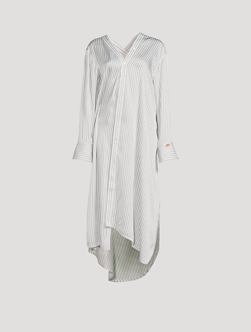 Asymmetric Shirt Dress Stripe Print