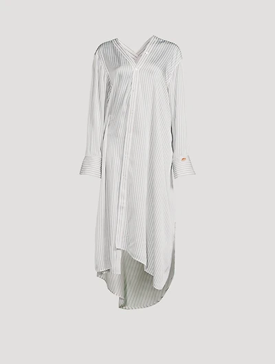 Asymmetric Shirt Dress Stripe Print