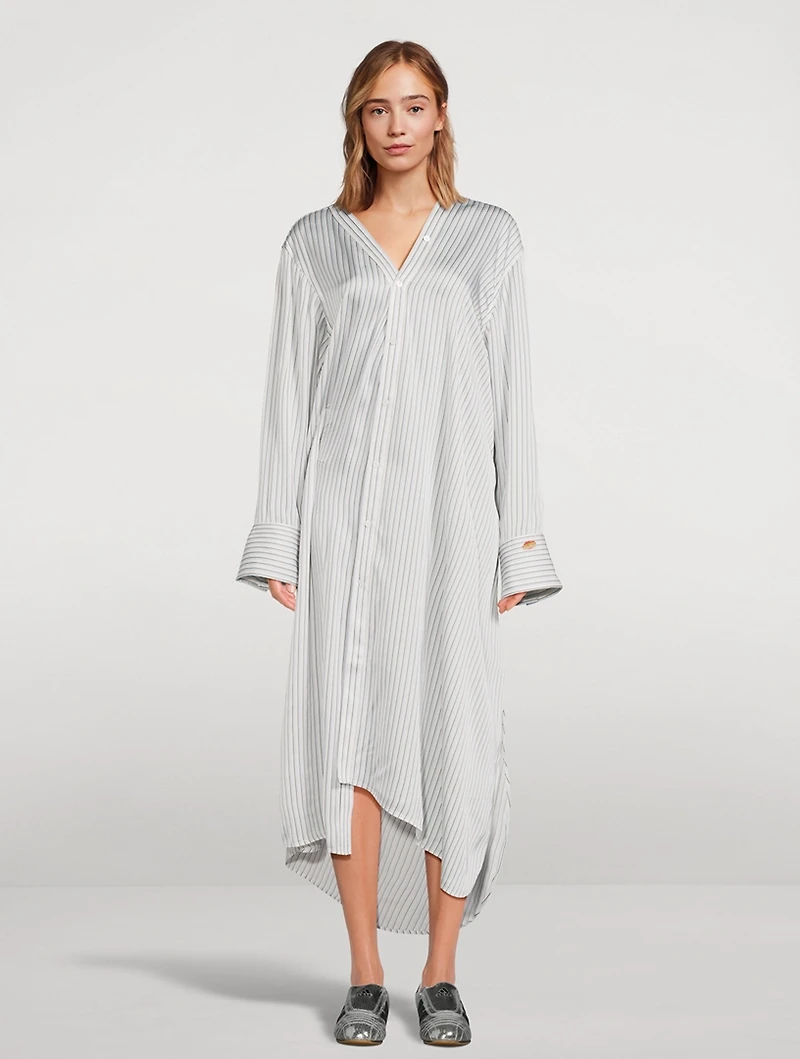 Asymmetric Shirt Dress Stripe Print