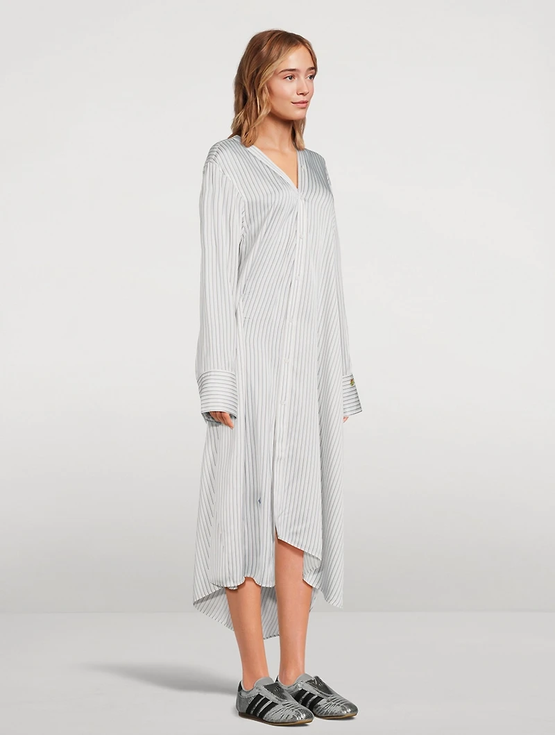 Asymmetric Shirt Dress Stripe Print