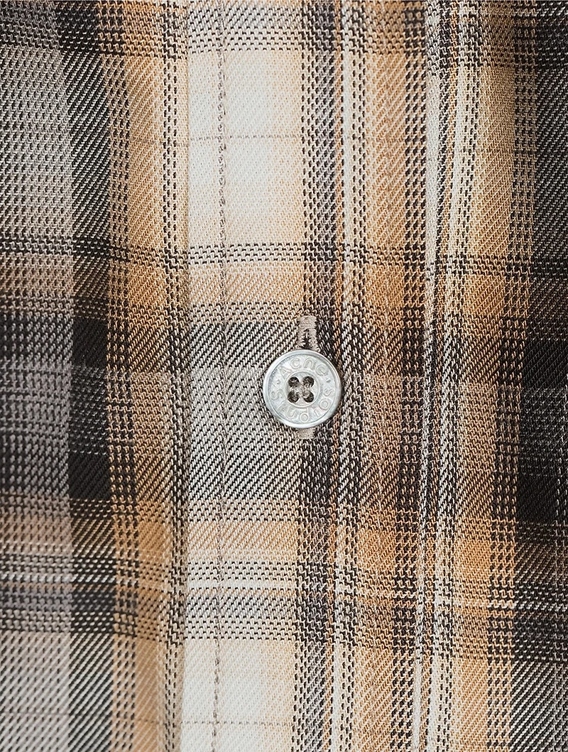 Hooded Drawstring Shirt Plaid Print